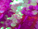 Iridescent Sequins Hologram Fabric - Lilac Oval Teardrops - 58 Inch Fabric Sold By The Yard