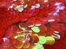 Iridescent Sequins Hologram Fabric - Pink Oval Teardrops - 58 Inch Fabric Sold By The Yard