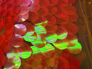Iridescent Sequins Hologram Fabric - Pink Oval Teardrops - 58 Inch Fabric Sold By The Yard