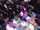 Iridescent Sequins Hologram Fabric - Blue/Purple Oval Teardrops - 58 Inch Fabric Sold By The Yard