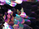 Iridescent Sequins Hologram Fabric - Blue/Purple Oval Teardrops - 58 Inch Fabric Sold By The Yard