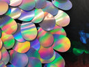 Iridescent Sequins Hologram Fabric - Silver Oval Teardrops - 58 Inch Fabric Sold By The Yard