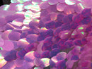 Iridescent Sequins Hologram Fabric - Lavender Oval Teardrops - 58 Inch Fabric Sold By The Yard