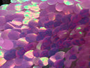 Iridescent Sequins Hologram Fabric - Lavender Oval Teardrops - 58 Inch Fabric Sold By The Yard