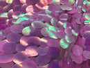 Iridescent Sequins Hologram Fabric - Lavender Oval Teardrops - 58 Inch Fabric Sold By The Yard