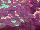 Iridescent Sequins Hologram Fabric - Lavender Oval Teardrops - 58 Inch Fabric Sold By The Yard