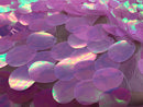 Iridescent Sequins Hologram Fabric - Lavender Oval Teardrops - 58 Inch Fabric Sold By The Yard