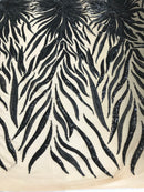 Phoenix Feather Sequins - Black-  4 Way Stretch Phoenix Pattern Top Fashion Design Fabric