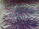Phoenix Feather Sequins - Iridescent Lavender - 4 Way Stretch Phoenix Pattern Fashion Design Fabric