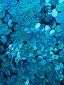 Circle Sequins - Hologram Blue - Multi-Color Big Sequins On Mesh Fabric Sold By The Yard