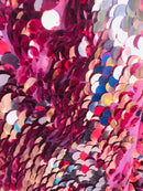 Circle Sequins - Dusty Rose - Multi-Color Big Sequins On Mesh Fabric Sold By The Yard