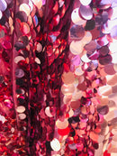 Circle Sequins - Dusty Rose - Multi-Color Big Sequins On Mesh Fabric Sold By The Yard