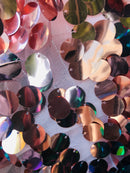 Circle Sequins -  Iridescent Rose Gold - Multi-Color Big Sequins On Mesh Fabric Sold By The Yard