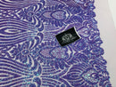 Symbol Pattern - Iridescent Lilac - 4 Way Stretch High Fashion Shiny Pattern Sequins