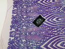 Symbol Pattern - Iridescent Lilac - 4 Way Stretch High Fashion Shiny Pattern Sequins