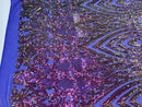 Symbol Pattern - Iridescent Purple - 4 Way Stretch High Fashion Shiny Pattern Sequins