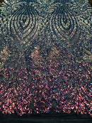 Symbol Pattern - Iridescent Rainbow - 4 Way Stretch High Fashion Shiny Pattern Sequins