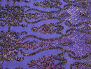 Sequins Damask Pattern Iridescent Purple 4 Way Stretch Elegant Designer Fabrics in Shiny Patterns