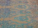 Sequins Damask Pattern - Iridescent Light Blue - 4 Way Stretch Designer Fabrics in Shiny Patterns
