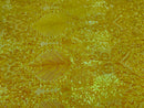 Damask Leaf - Shiny Yellow - 4 Way Stretch High Quality Fancy Pattern Shiny Sequins