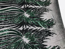 Phoenix Wing Sequins - Black / Hunter Green - 4 Way Stretch Wings Pattern Design Fabric By Yard