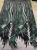 Two Tone Metatron Wings-Fenix Feather Design on 4 Way Stretch Sequin Dresses-Fashion-prom-nightgown