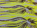 Phoenix Wing Sequins - Yellow / Gold - 4 Way Stretch Wings Pattern Design Fabric By Yard