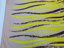 Phoenix Wing Sequins - Yellow / Gold - 4 Way Stretch Wings Pattern Design Fabric By Yard