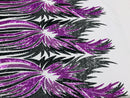 Phoenix Wing Sequins - Purple / Black - 4 Way Stretch Wings Pattern Design Fabric By Yard