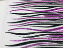 Phoenix Wing Sequins - Purple / Black - 4 Way Stretch Wings Pattern Design Fabric By Yard