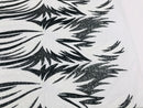 Phoenix Wing Sequins - Black / White - 4 Way Stretch Wings Pattern Design Fabric By Yard