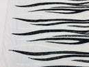 Phoenix Wing Sequins - Black / White - 4 Way Stretch Wings Pattern Design Fabric By Yard