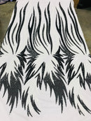 Two Tone Metatron Wings-Fenix Feather Design on 4 Way Stretch Sequin Dresses-Fashion-prom-nightgown