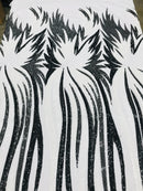 Phoenix Wing Sequins - Black / White - 4 Way Stretch Wings Pattern Design Fabric By Yard