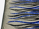 Phoenix Wing Sequins - Royal Blue / Black - 4 Way Stretch Wings Pattern Design Fabric By Yard