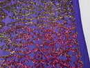 Damask Sequins - Magenta - 4 Way Stretch Damask Sequins Fashion Design By Yard
