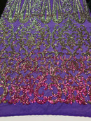 Damask Sequins - Magenta - 4 Way Stretch Damask Sequins Fashion Design By Yard