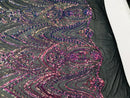Fish Net Damask Sequins - Rainbow - 4 Way Stretch Shiny Fashion Sequins By Yard