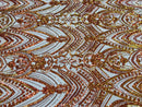 Fish Net Damask Sequins - Orange Nude Mesh - 4 Way Stretch Shiny Fashion Sequins By Yard