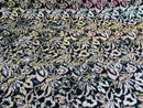 Reversible Velvet Sequins - Iridescent White / Silver 2 Way Stretch Pattern Sequins on Black Velvet