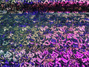 Reversible Velvet Sequins - Iridescent Purple - 2 Way Stretch Pattern Sequins on Black Velvet