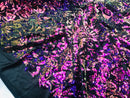 Reversible Velvet Sequins - Iridescent Purple - 2 Way Stretch Pattern Sequins on Black Velvet