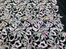 Reversible Velvet Sequins - Iridescent White / Pink - 2 Way Stretch Pattern Sequins on Black Velvet