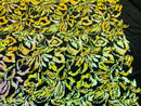Reversible Velvet Sequins - Iridescent Yellow - 2 Way Stretch Pattern Sequins on Black Velvet
