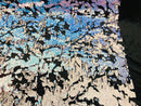 Reversible Velvet Sequins - Iridescent Unicorn - 2 Way Stretch Shiny Sequins Fabric on Black Velvet