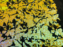 Reversible Velvet Sequins - Iridescent Yellow - 2 Way Stretch Shiny Sequins Fabric Black Velvet