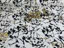 Reversible Velvet Sequins - White / Gold - 2 Way Stretch Shiny Sequins Fabric on Black Velvet