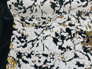 Reversible Velvet Sequins - White / Gold - 2 Way Stretch Shiny Sequins Fabric on Black Velvet
