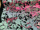 Reversible Velvet Sequins Hot Pink / Iridescent Pink 2 Way Stretch Shiny Sequins Fabric Black Velvet
