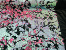 Reversible Velvet Sequins Hot Pink / Iridescent Pink 2 Way Stretch Shiny Sequins Fabric Black Velvet